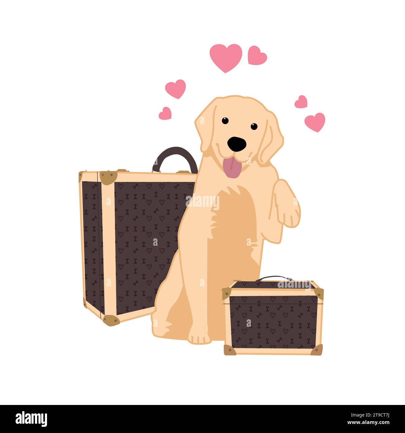 PET Yellow Lab confezionato e pronto per l'adozione o la promozione, scegliendo Un nuovo animale domestico Illustrazione Vettoriale