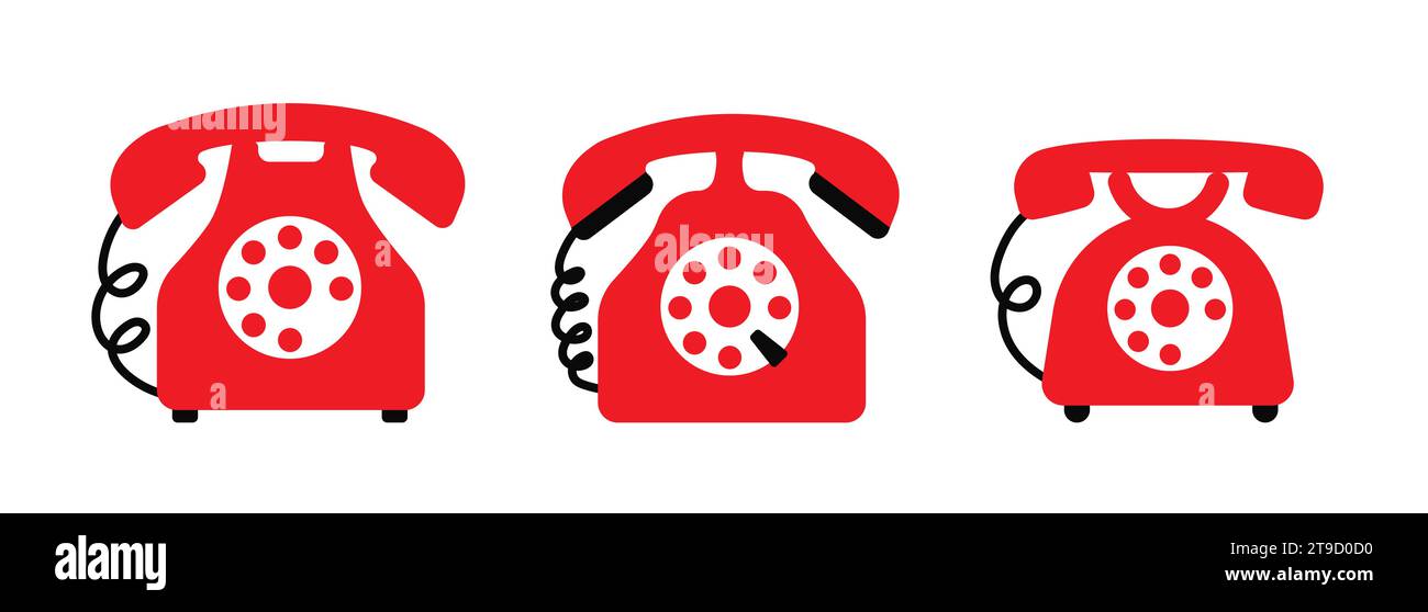 Vecchio telefono retrò rosso vintage. Classico telefono vintage Illustrazione Vettoriale
