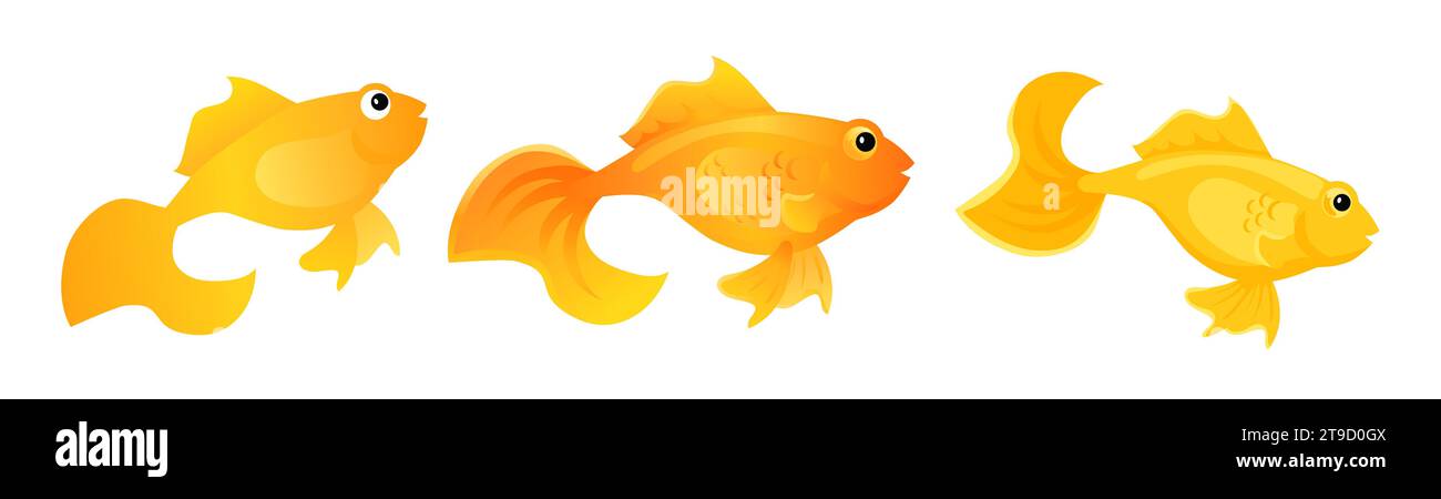 Grazioso clipart vettoriale di pesci d'oro. Illustrazione del pesce rosso dell'acquario Illustrazione Vettoriale