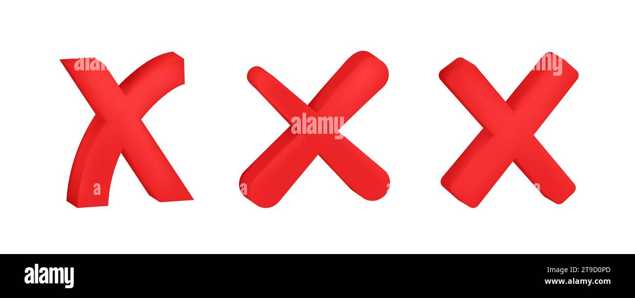 Selezionare il segno X della croce 3D Vector (vettore 3D) Illustrazione Vettoriale