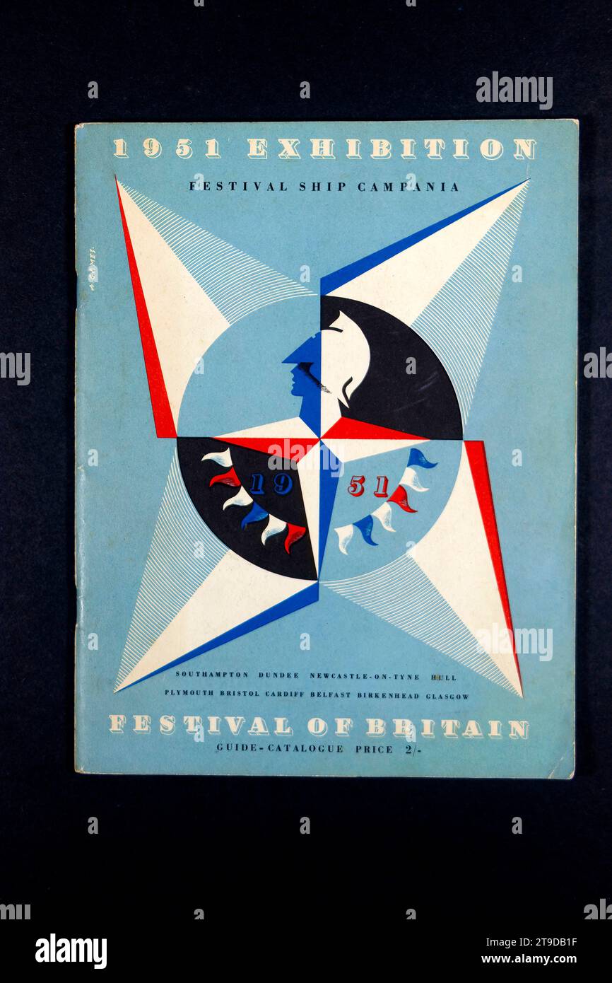 1951 festival della gran bretagna mostra souvenir pubblicazione guida copertina festival nave campania Foto Stock