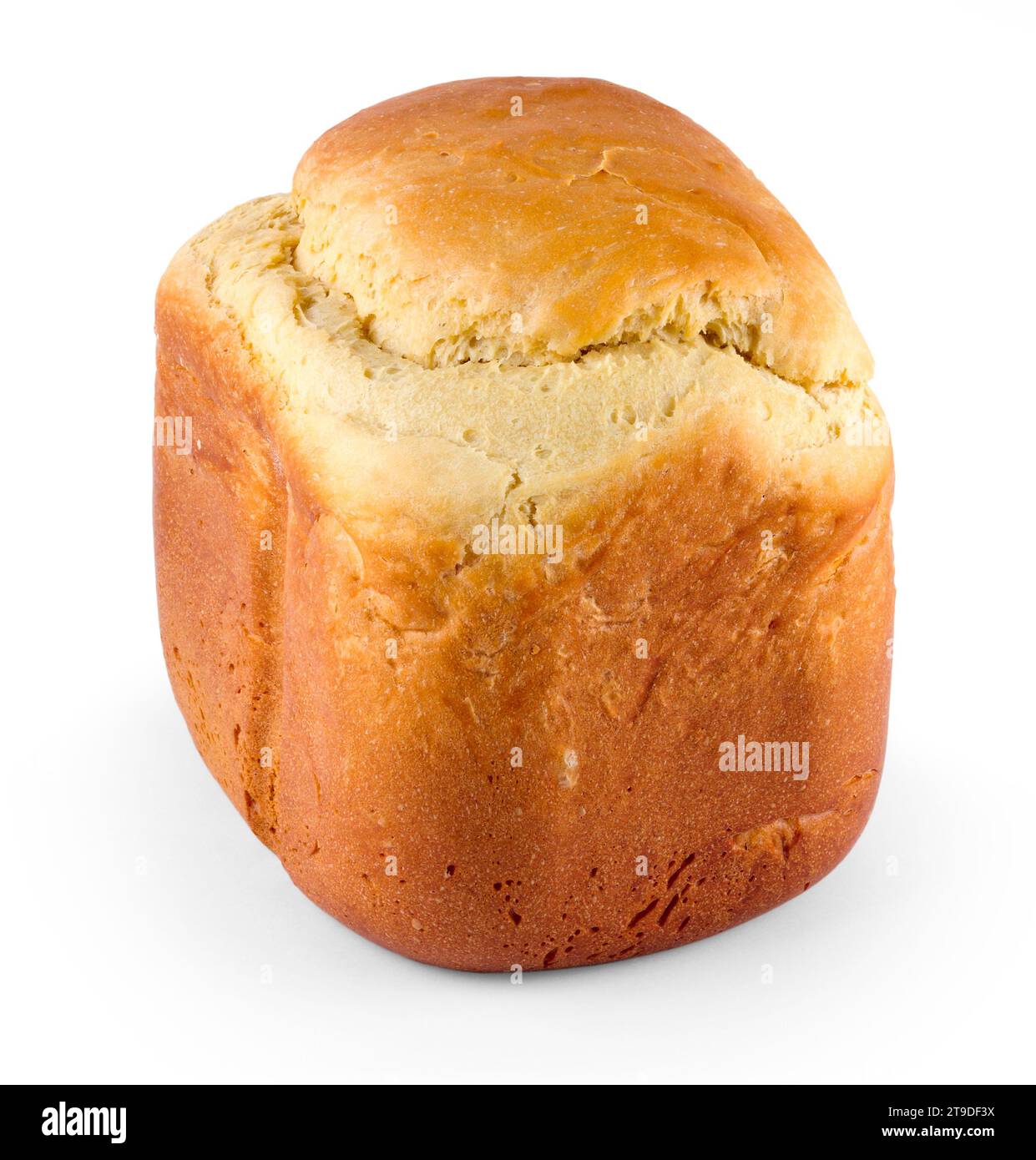 Pane bianco fatto in casa, cucinato in una macchina per il pane, isolato su sfondo bianco Foto Stock