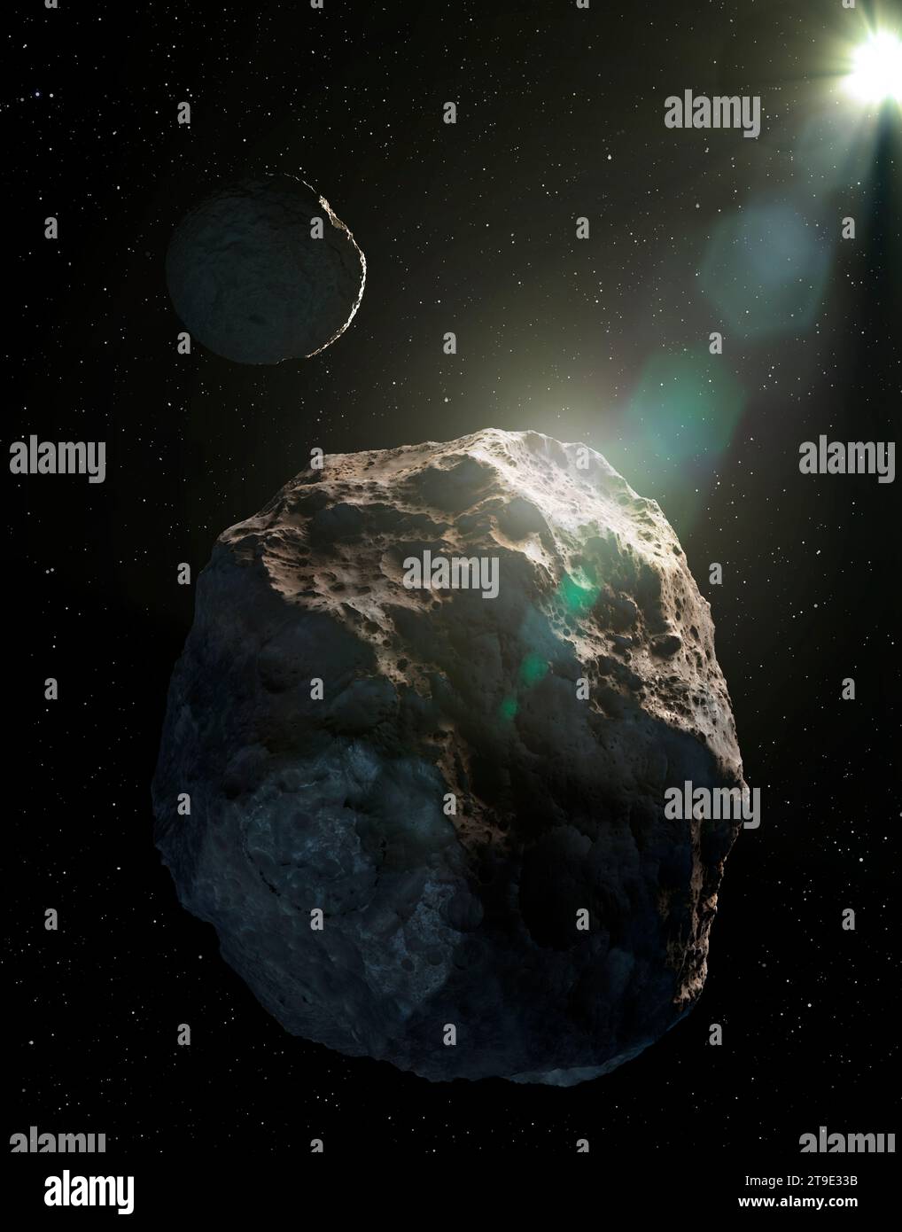 Illustrazione di un paio di asteroidi Foto Stock