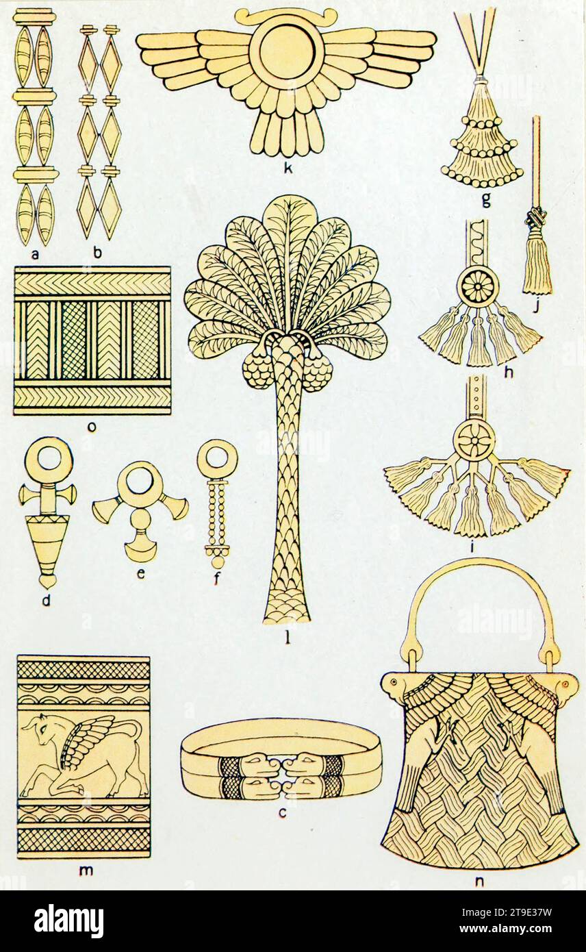 Dettagli della decorazione assira, illustrazione Foto Stock