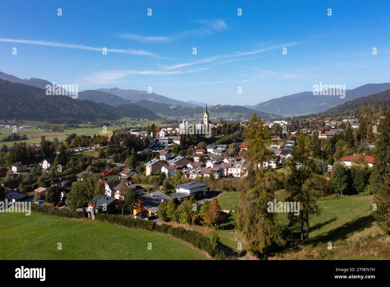 Drone shot, location shot, Radstadt, Pongau, provincia di Salisburgo, Austria Foto Stock