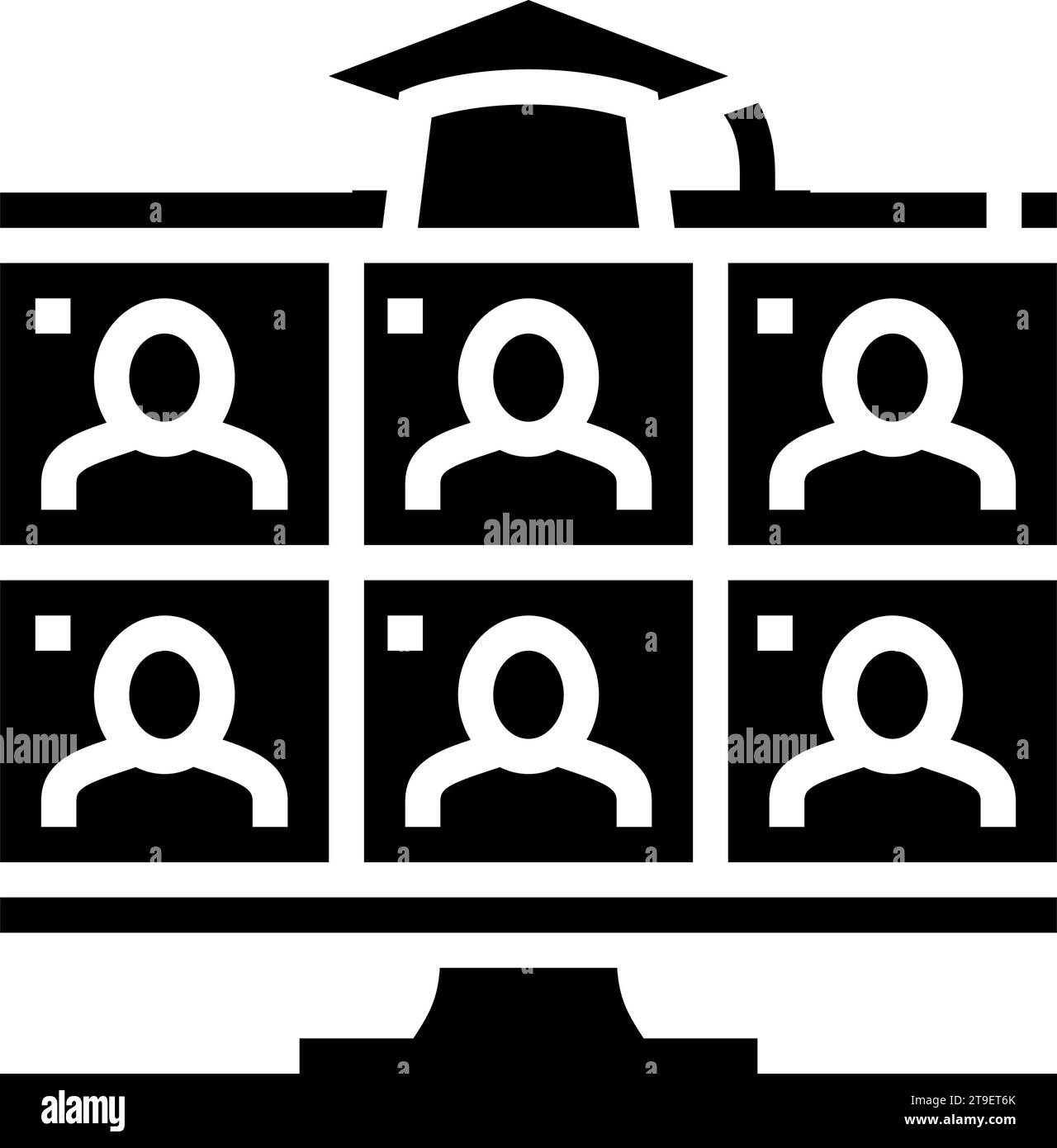 illustrazione vettoriale icona glifo della piattaforma di apprendimento online in classe virtuale Illustrazione Vettoriale
