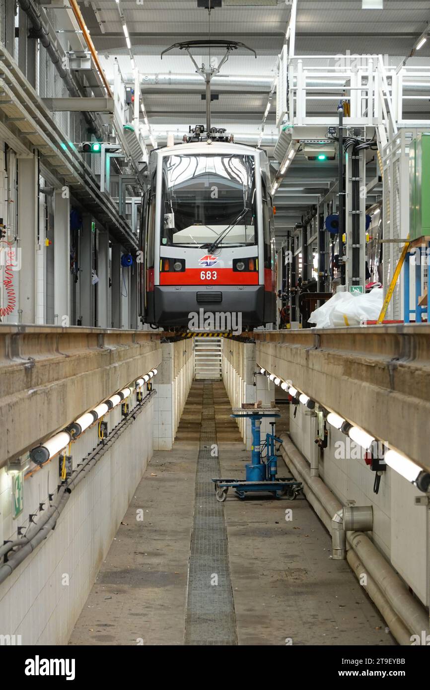 Wien, Straßenbahnremise Gürtel // Vienna, Tramway Depot Gürtel Foto Stock