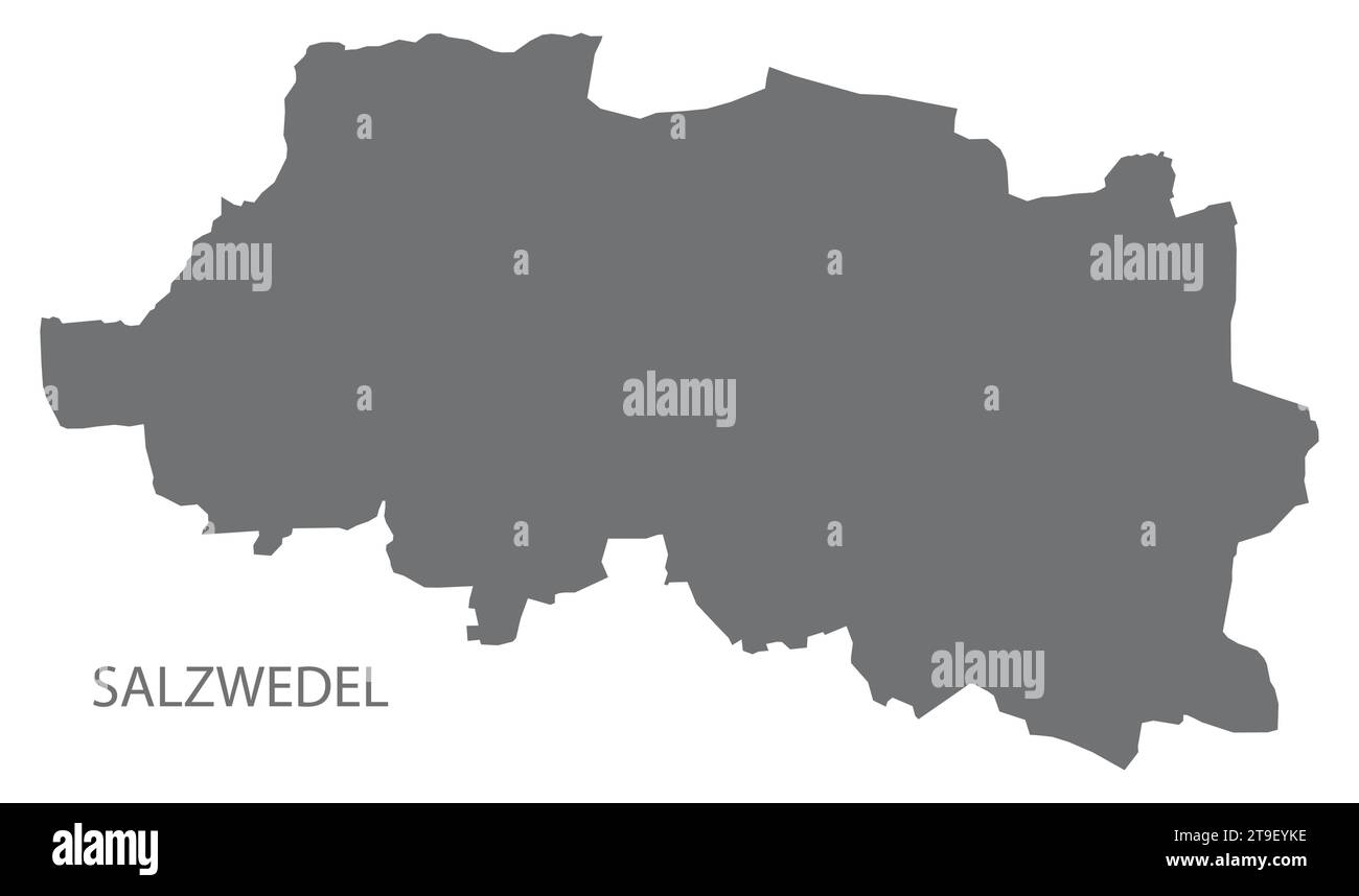 Salzwedel mappa della città tedesca illustrazione grigia sagoma della silhouette Illustrazione Vettoriale
