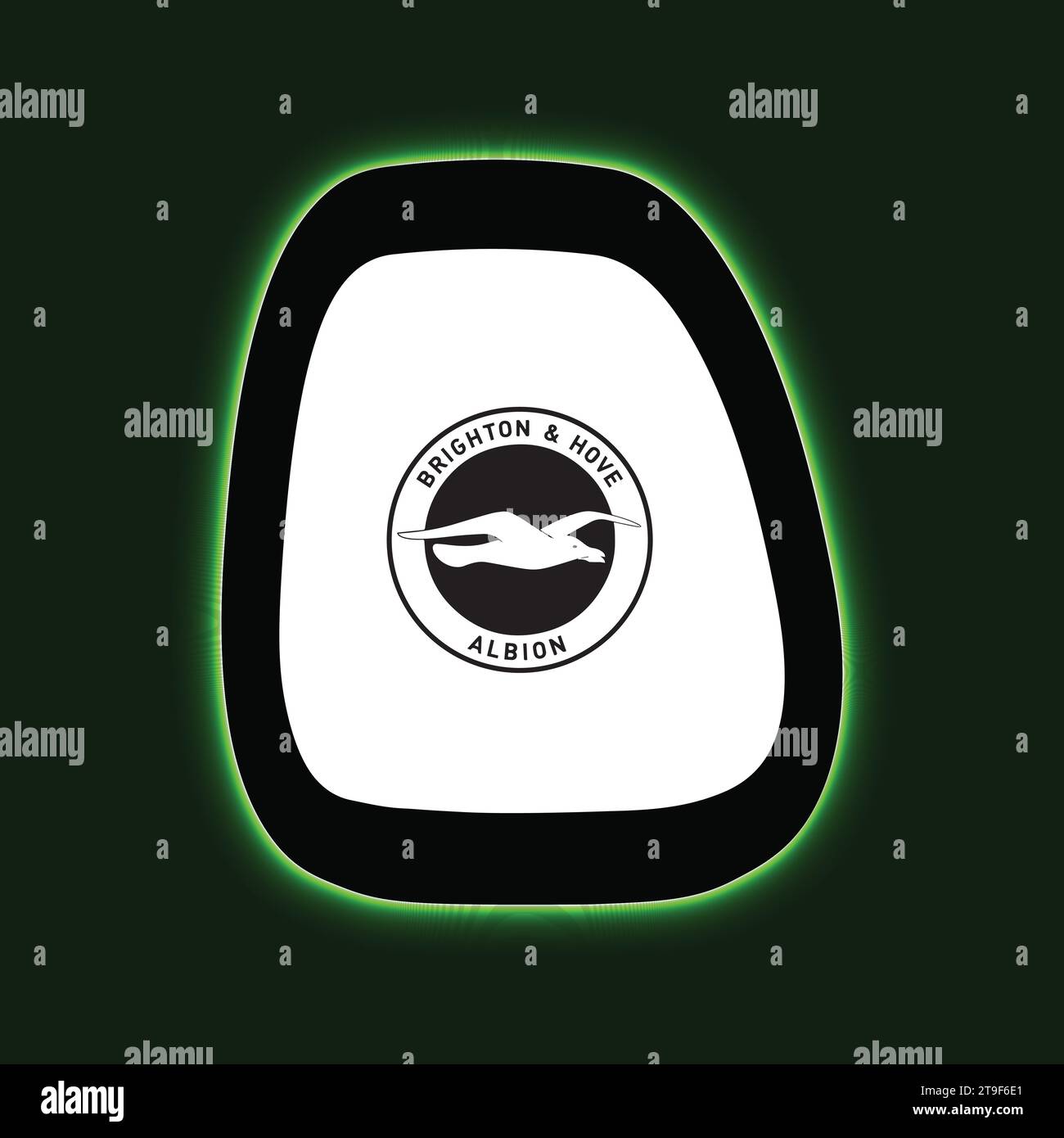 Brighton e Hove Albion FC Logo Neon Light Board Visualizza sfondo verde, squadra di calcio professionistica inglese illustrazione vettoriale Abstract Editable Imag Illustrazione Vettoriale