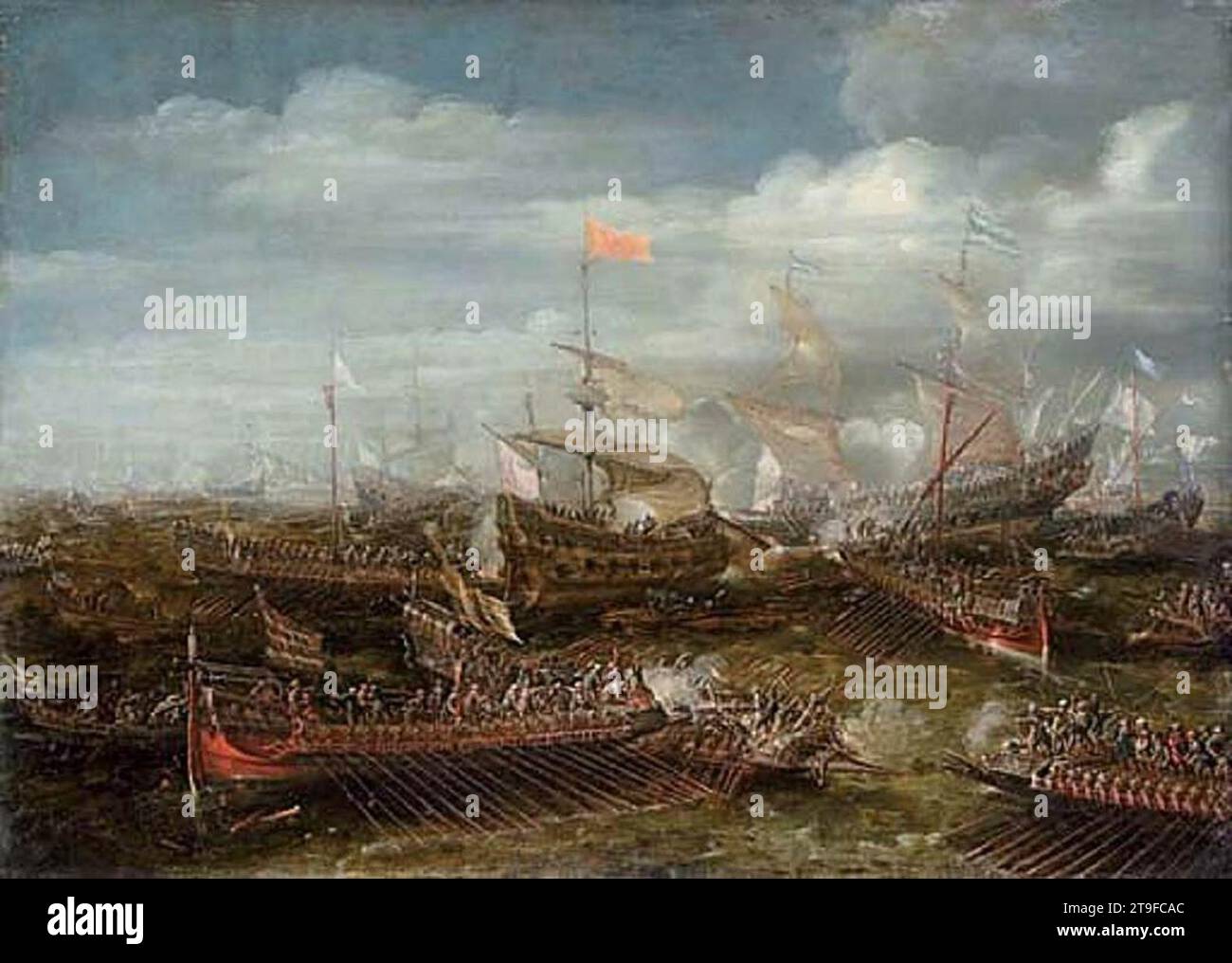 Battaglia di Lepanto, 1629 circa, di Andries Van Eertvelt Foto Stock