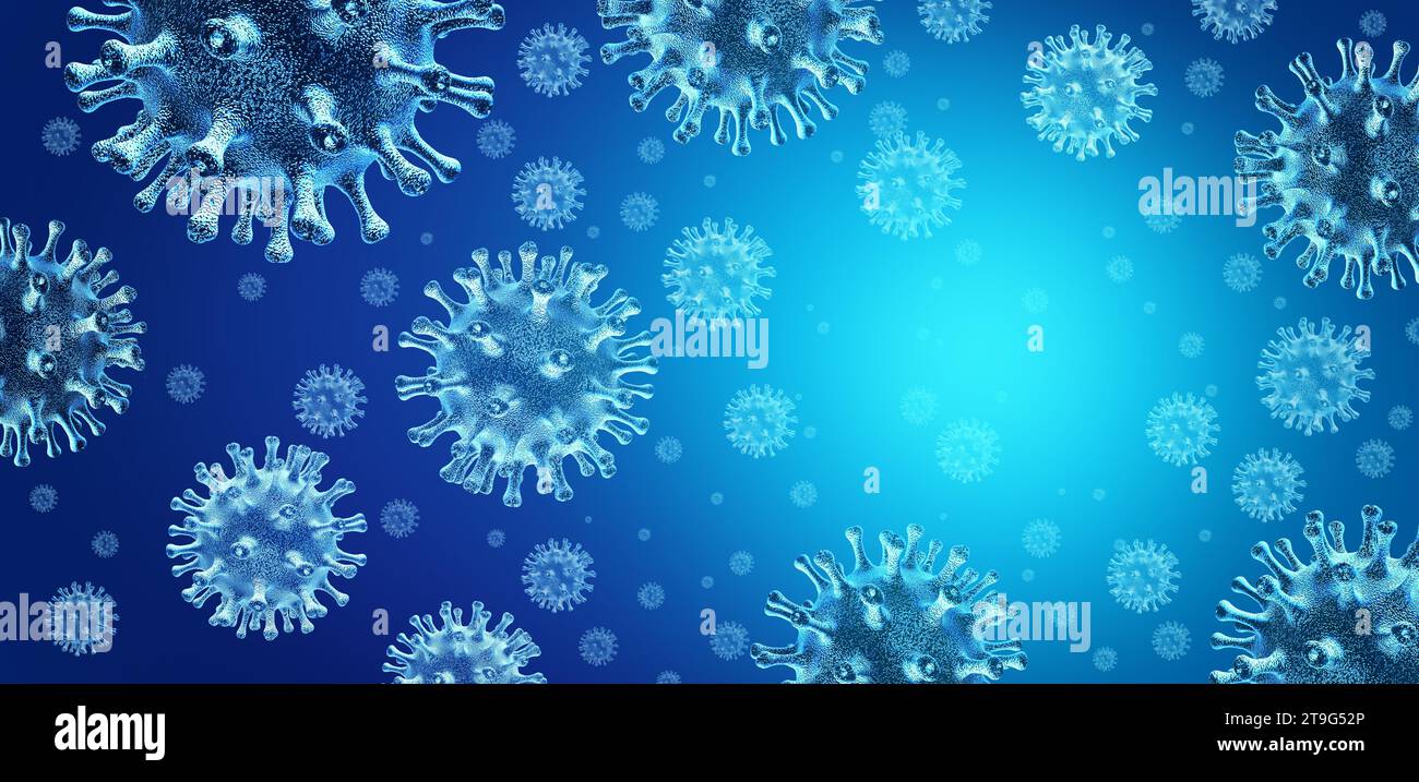 Polmonite virus focolaio come virus nuovo patogeno che si diffonde come un'infezione e infezioni respiratorie umane come una malattia infiammatoria come una pandemia o Foto Stock