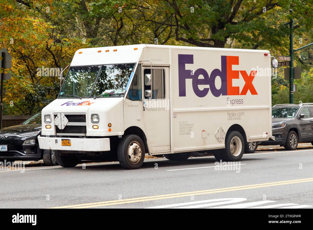 FedEx, Fed Ex delivery Truck , Manhattan, New York City, Stati Uniti d'America. Foto Stock
