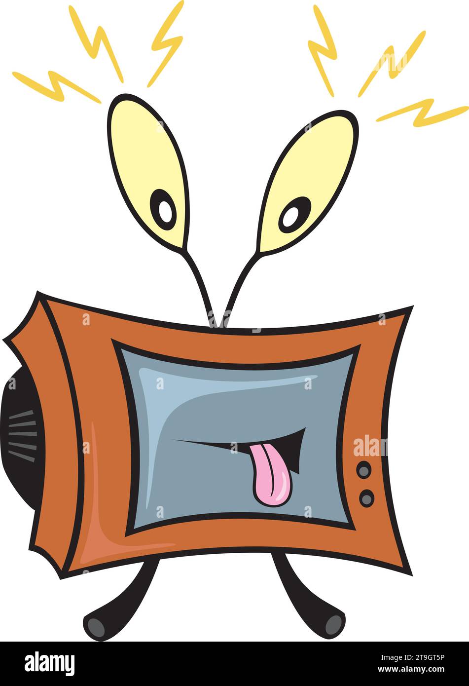 Illustrazione di un vecchio televisore creato in stile cartone animato Illustrazione Vettoriale