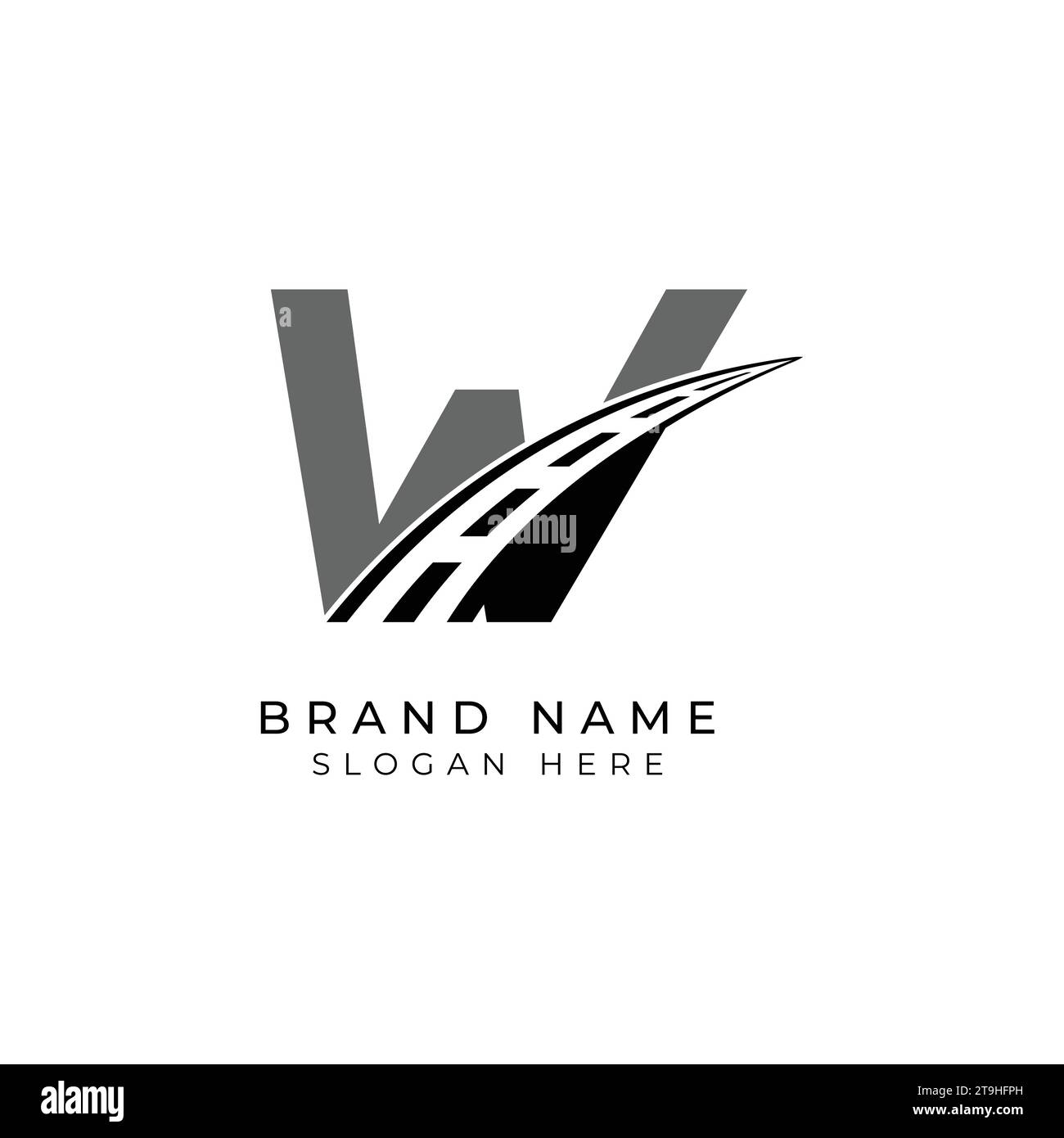 Logo Letter W asfalto per l'identità. Illustrazione del vettore del modello di costruzione per il marchio Illustrazione Vettoriale