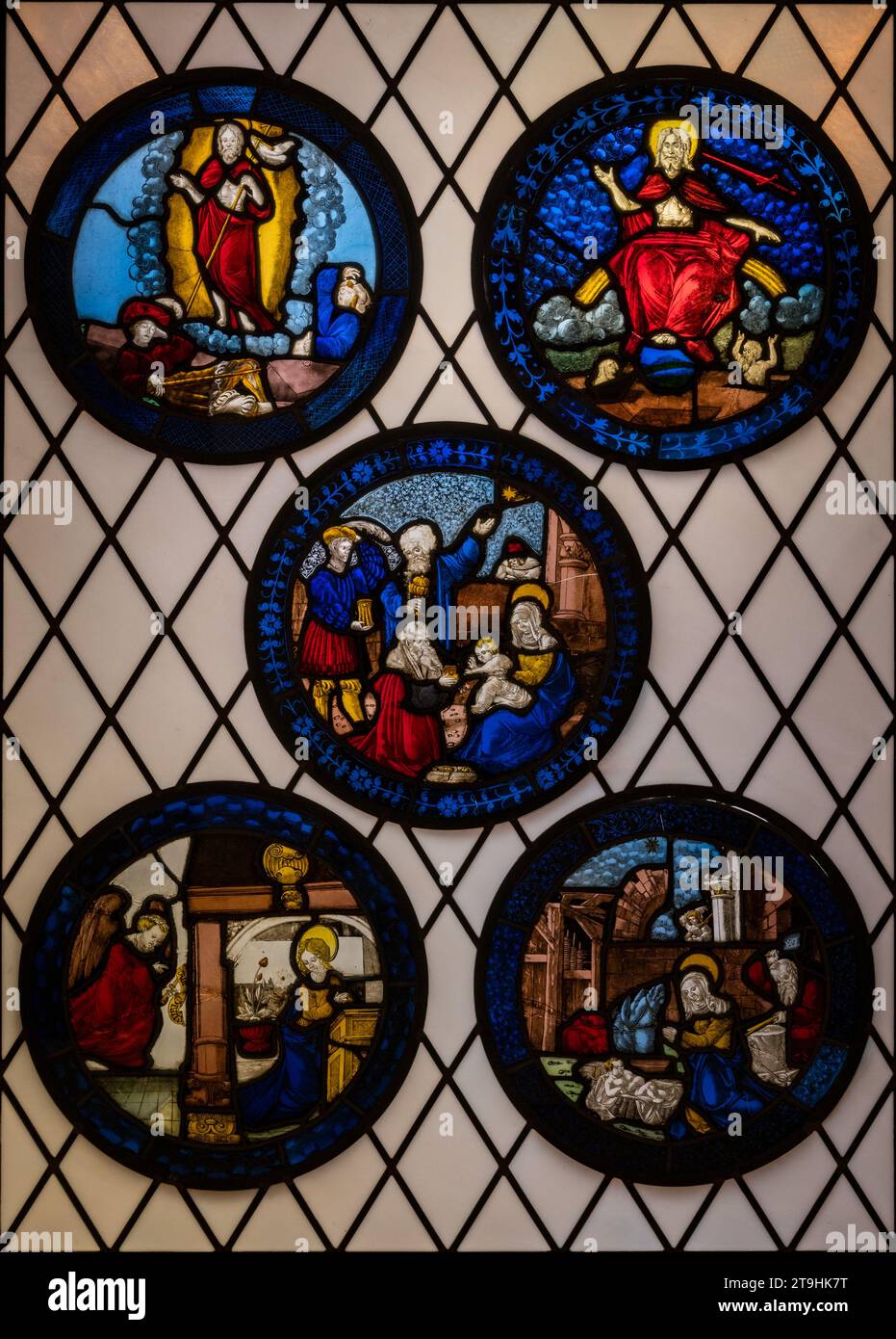 Hans Schäufelein, tedesco, c. 1482-1539/40, set di roundel, c. 1510, vetro colorato, piombo Foto Stock