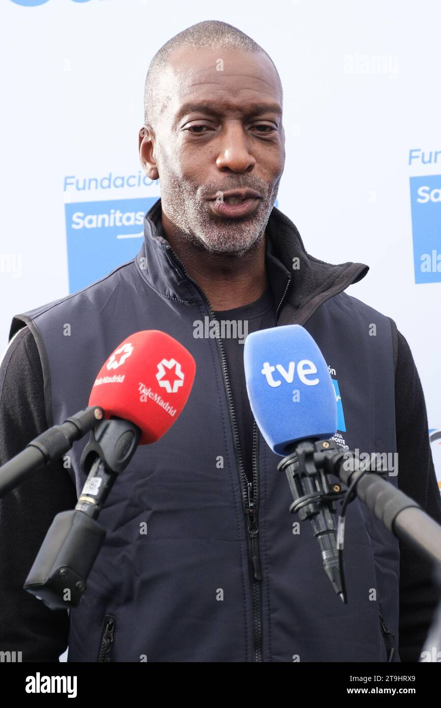 L'atleta americano Michael Johnson durante la presentazione della 12th Inclusive Sports Week della Fondazione Sanitas allo stadio Vallehermoso di Madrid, 25 ottobre 2023, Spagna con: Michael Johnson dove: Madrid, Spagna quando: 25 Ott 2023 credito: Oscar Gonzalez/WENN Foto Stock