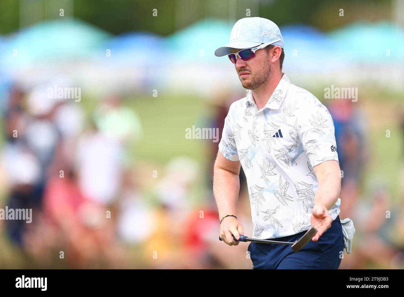 Connor Syme di Scozia guarda durante il Fortinet Australian PGA Championship al Royal Queensland Golf Club di Brisbane, Australia. 26 novembre 2023. (Foto di Patrick Hoelscher/News Images) Credit: News Images Ltd/Alamy Live News Foto Stock