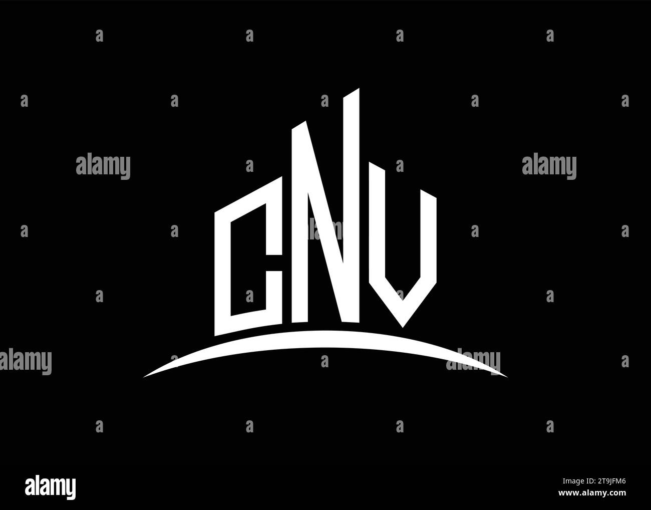 Modello di design del logo con monogramma vettoriale di costruzione Letter CNV. Logo CNV Building Shape. Illustrazione Vettoriale