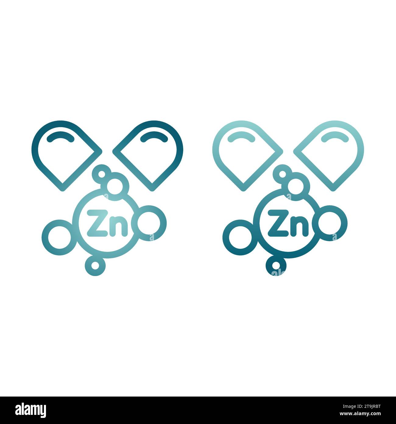 Icona vettore linea capsula di zinco. Zn o Zink pillola e supplemento in sfumatura colorata. Illustrazione Vettoriale