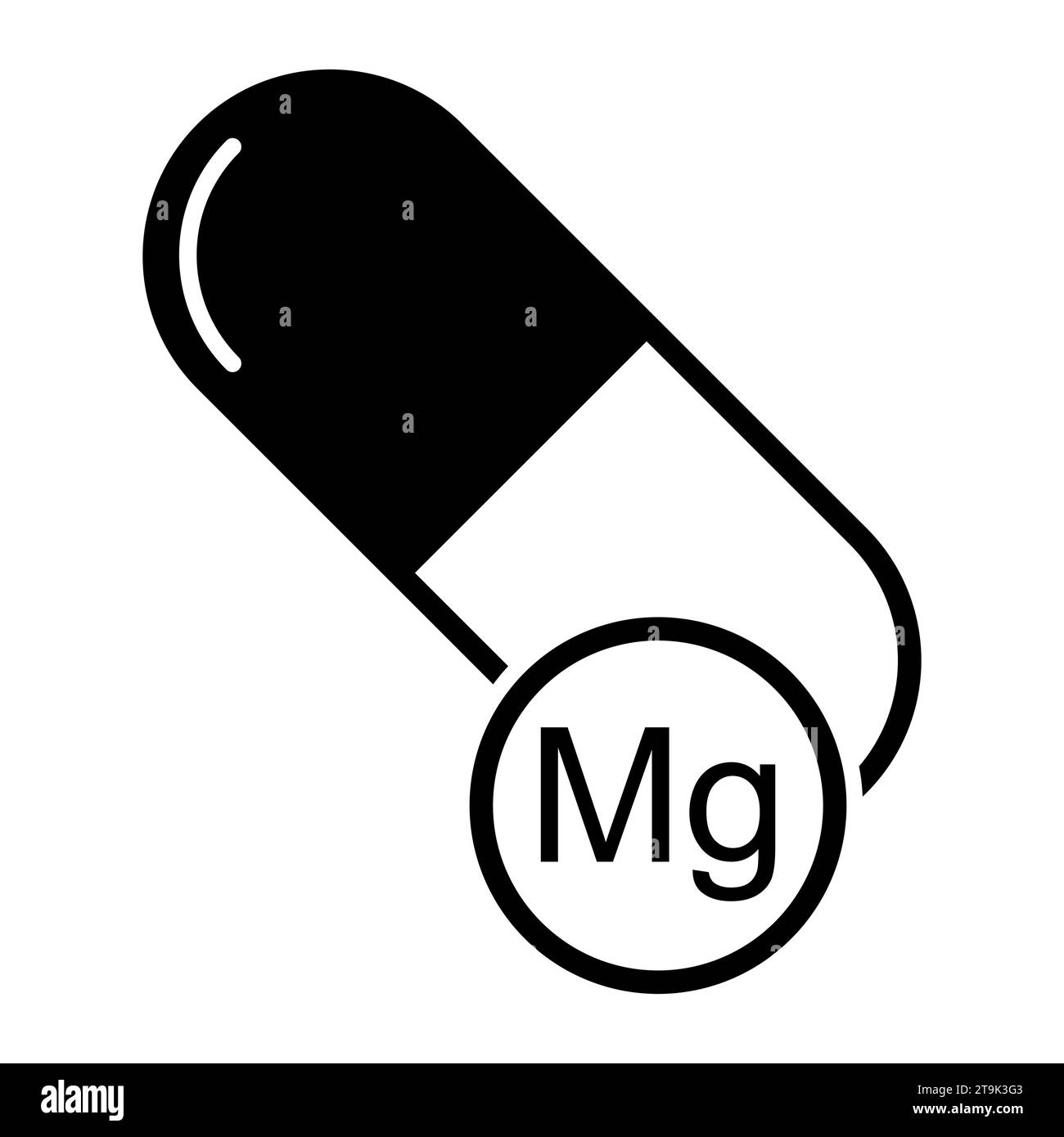 Icona mg minerale, simbolo integratore pillola medicina sana, illustrazione vettoriale di vitamina complessa . Illustrazione Vettoriale