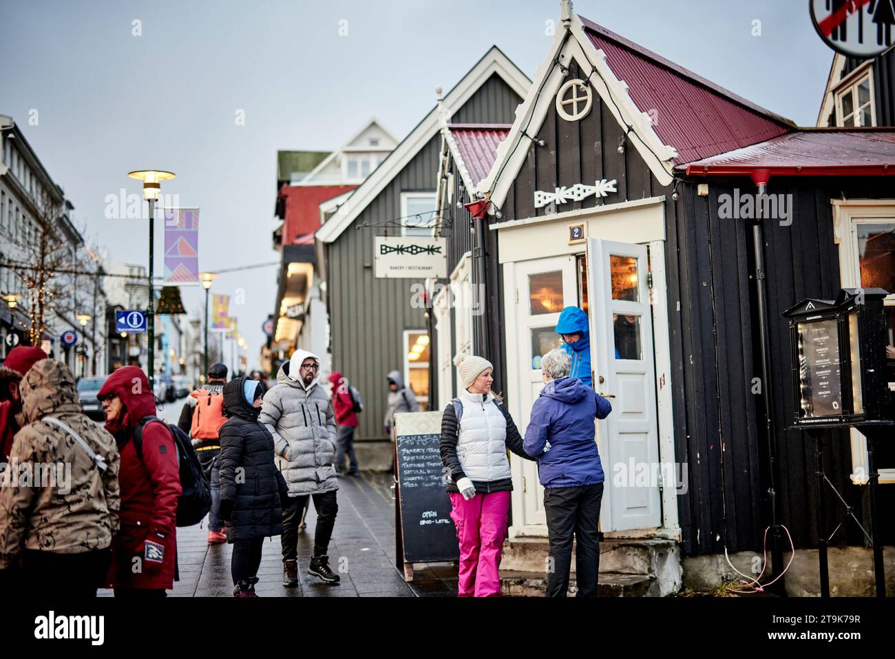 Reykjavík Brikk, capitale dell'Islanda, panetteria popolare tra i turisti Foto Stock