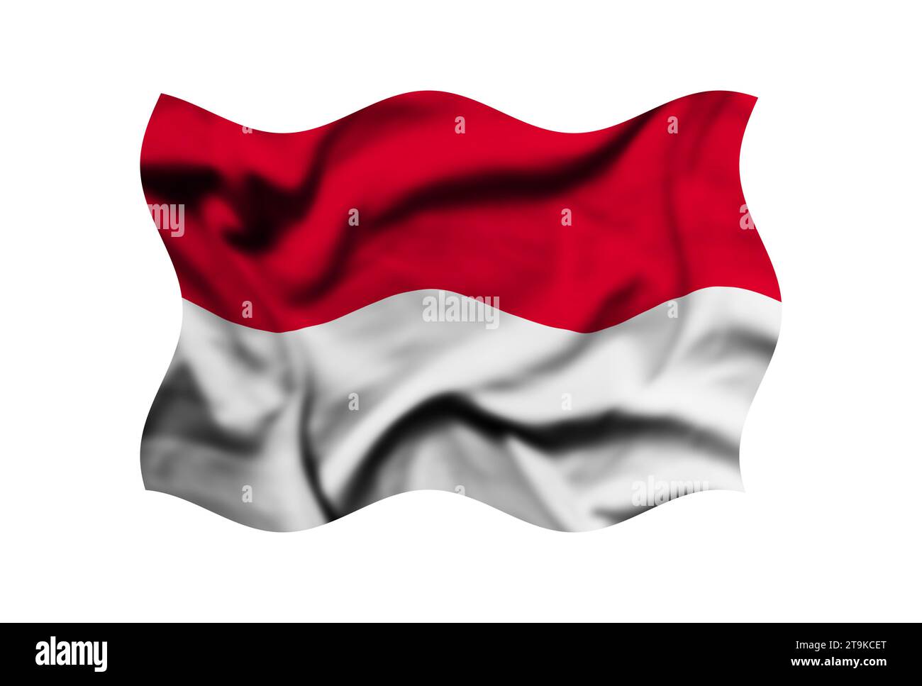 La bandiera indonesiana sventola nel vento su uno sfondo bianco. rendering 3d. Tracciato di ritaglio incluso Foto Stock