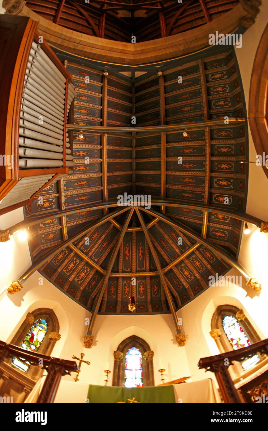 Il tetto del coro della chiesa di San Giovanni Battista, Alnmouth. Northumberland. REGNO UNITO Foto Stock