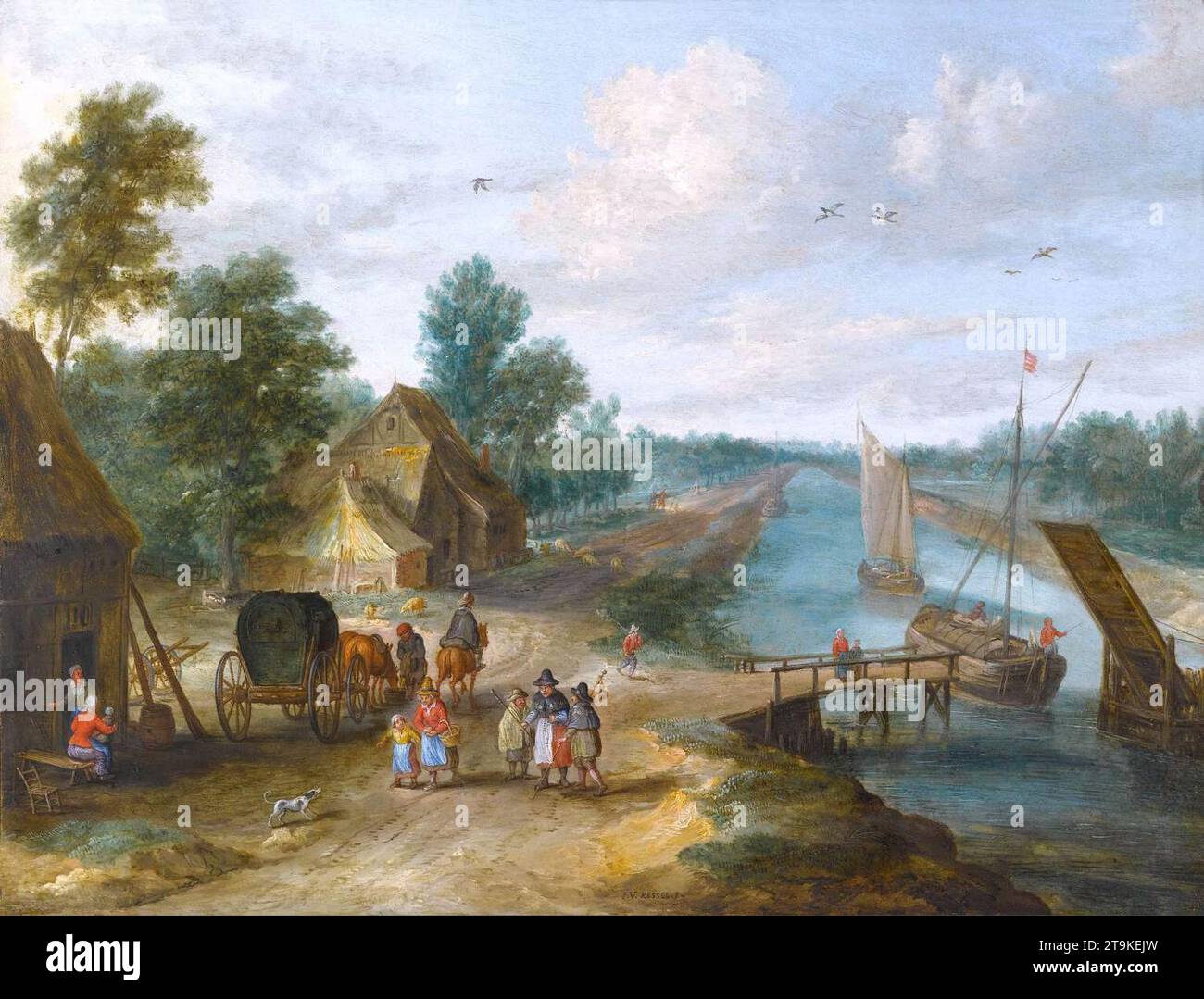 Paesaggio fluviale - di Jan Van Kessel Foto Stock