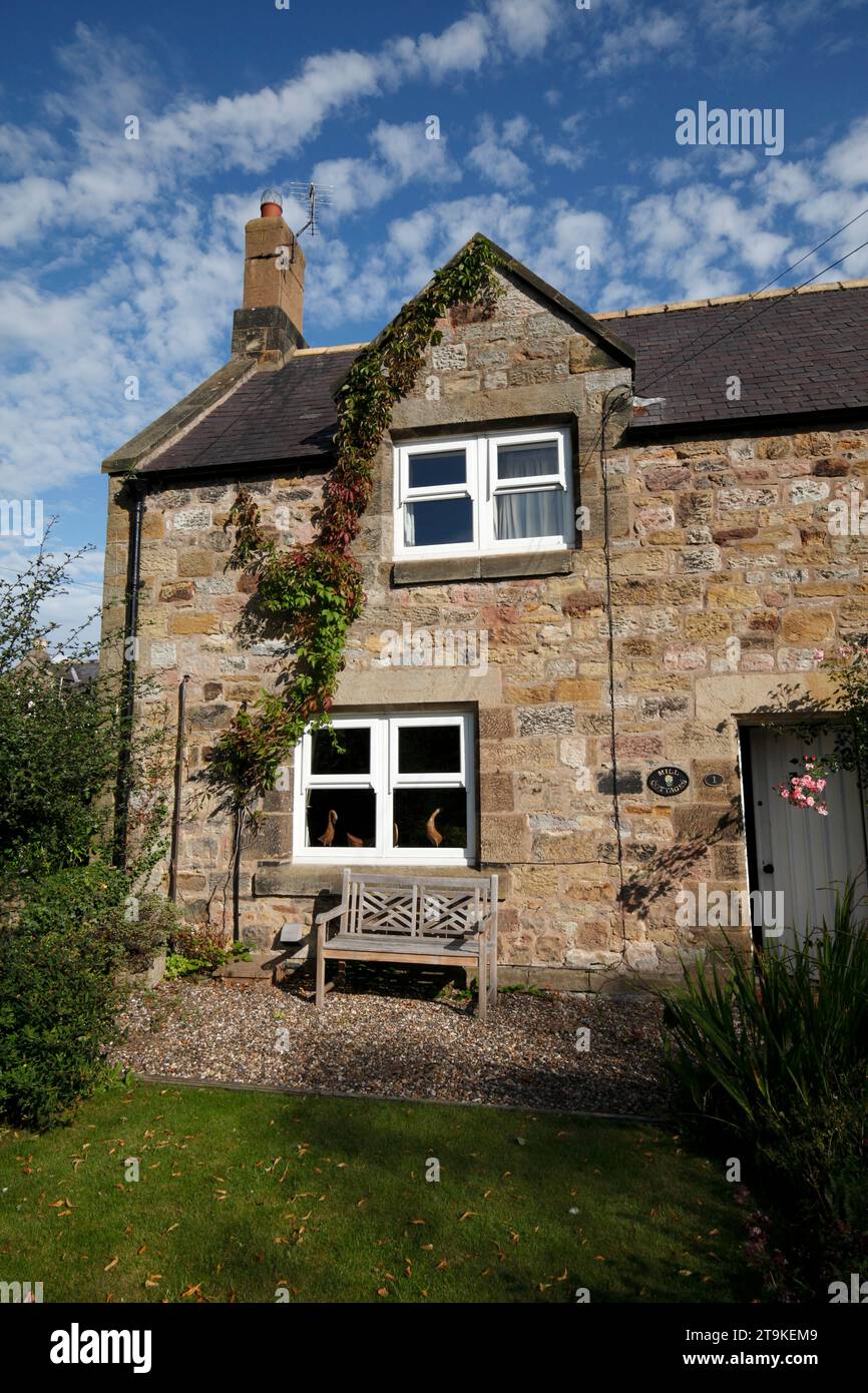 Cottage tradizionali in pietra del Northumberland. Foto Stock