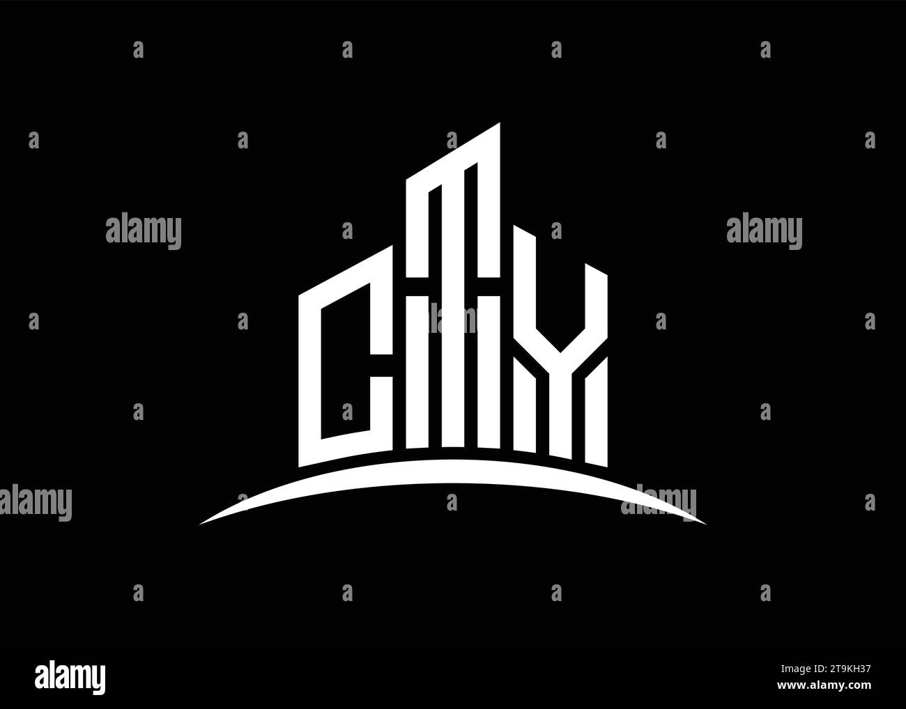 Modello di design logo con monogramma vettore per edifici CTY lettera. Logo CTY a forma di edificio. Illustrazione Vettoriale