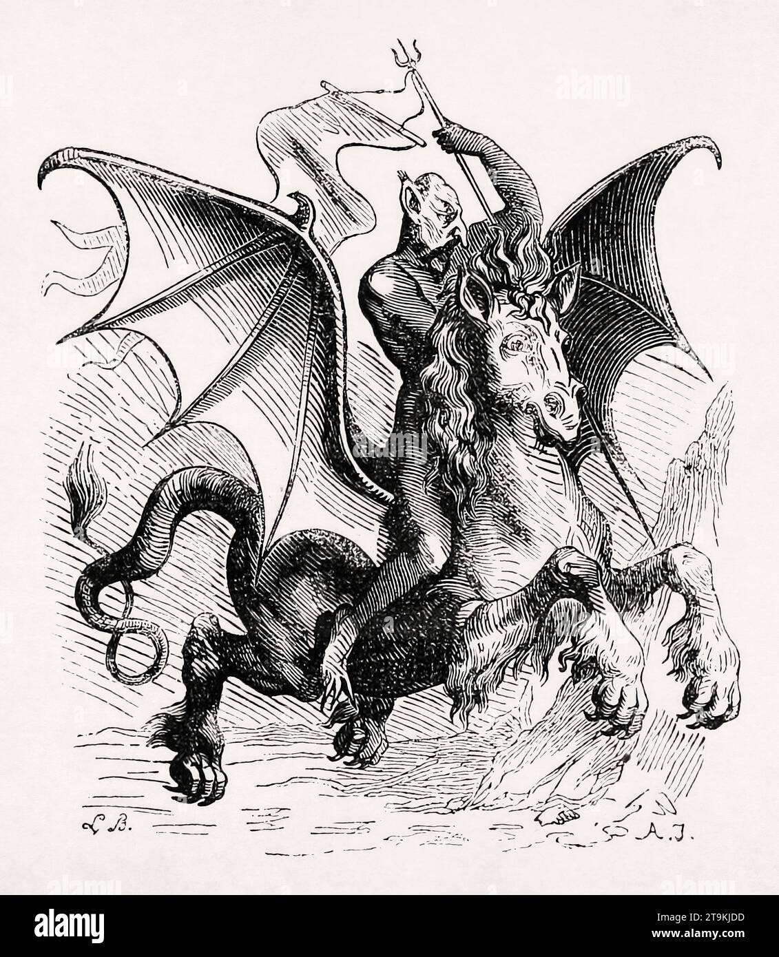 Abigor di Louis le Breton realizzato nel 1863 per il Dictionnaire Infernal Writen di Jacques Collin de Plancy. Abigor è un demone di ordine superiore, Grand du Foto Stock