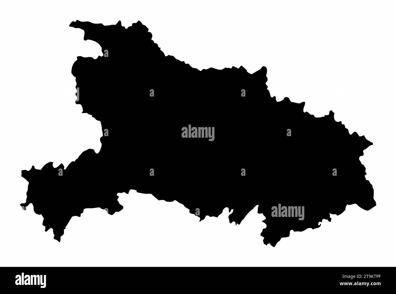 Sagoma della mappa della provincia di Hubei isolata su sfondo bianco, Cina Illustrazione Vettoriale