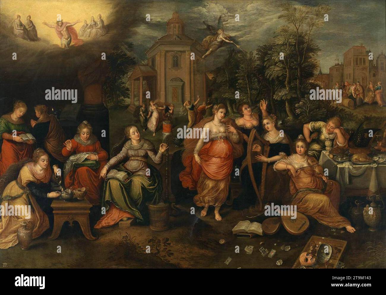 The Foolish Virgins and Wise Virgins 1590s di Pieter III Lisaert Foto Stock