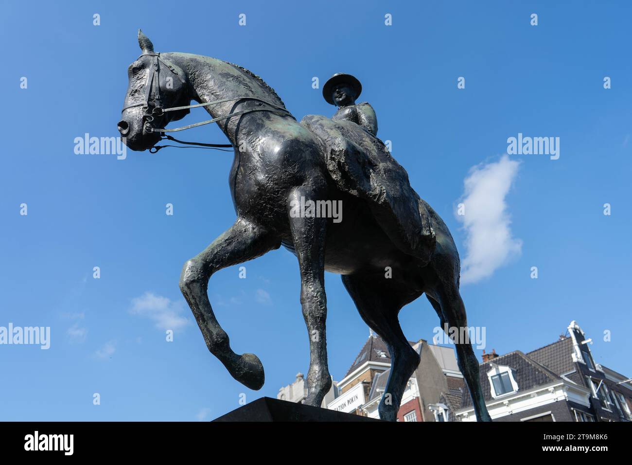 Statua equestre della Regina Wilhelmina, Amsterdam, Paesi Bassi Foto Stock