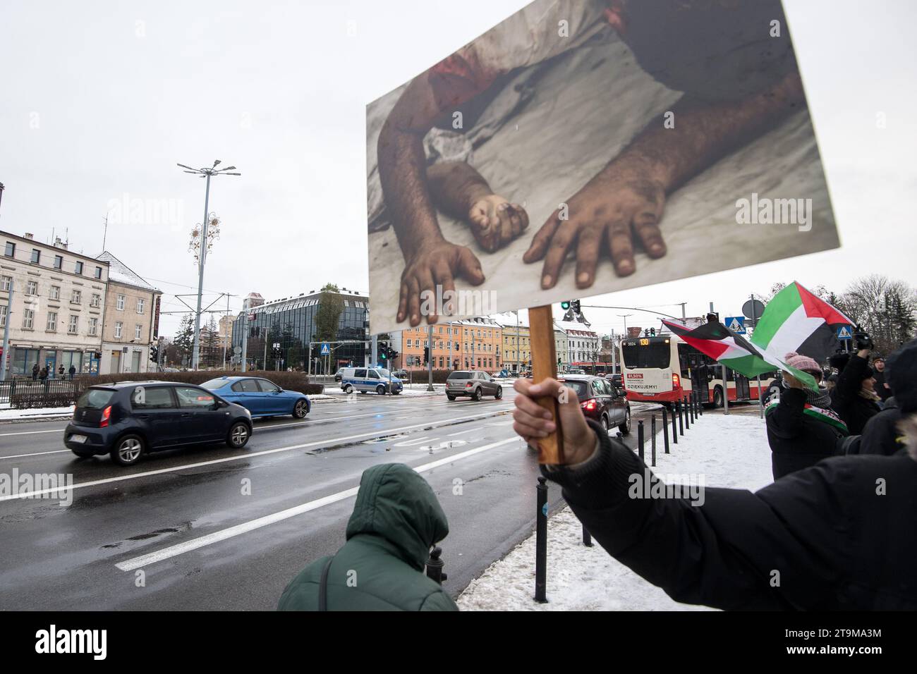 Gdank, Polonia. 26 novembre 2023. Protesta pro-palestinese © Wojciech Strozyk / Alamy Live News Foto Stock