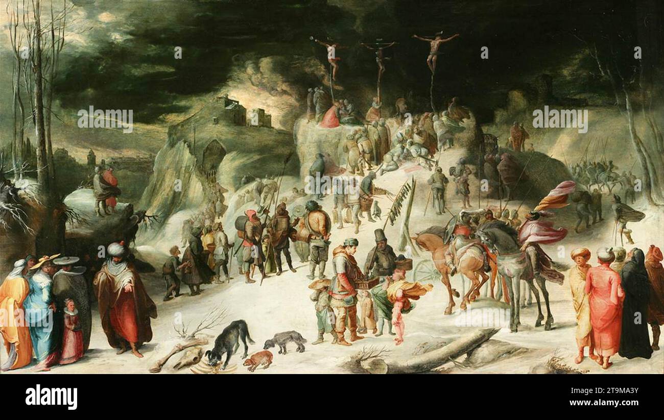 Paesaggio con neve e Crocifissione 1599 di Karel Van Mander Foto Stock