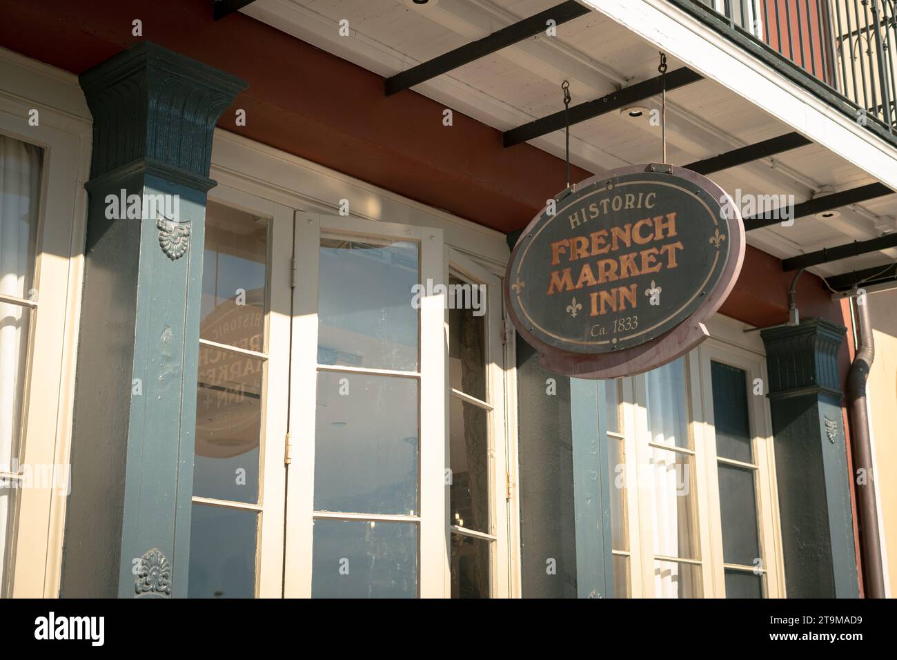 Cartello vintage del French Market Inn, New Orleans, Louisiana Foto Stock