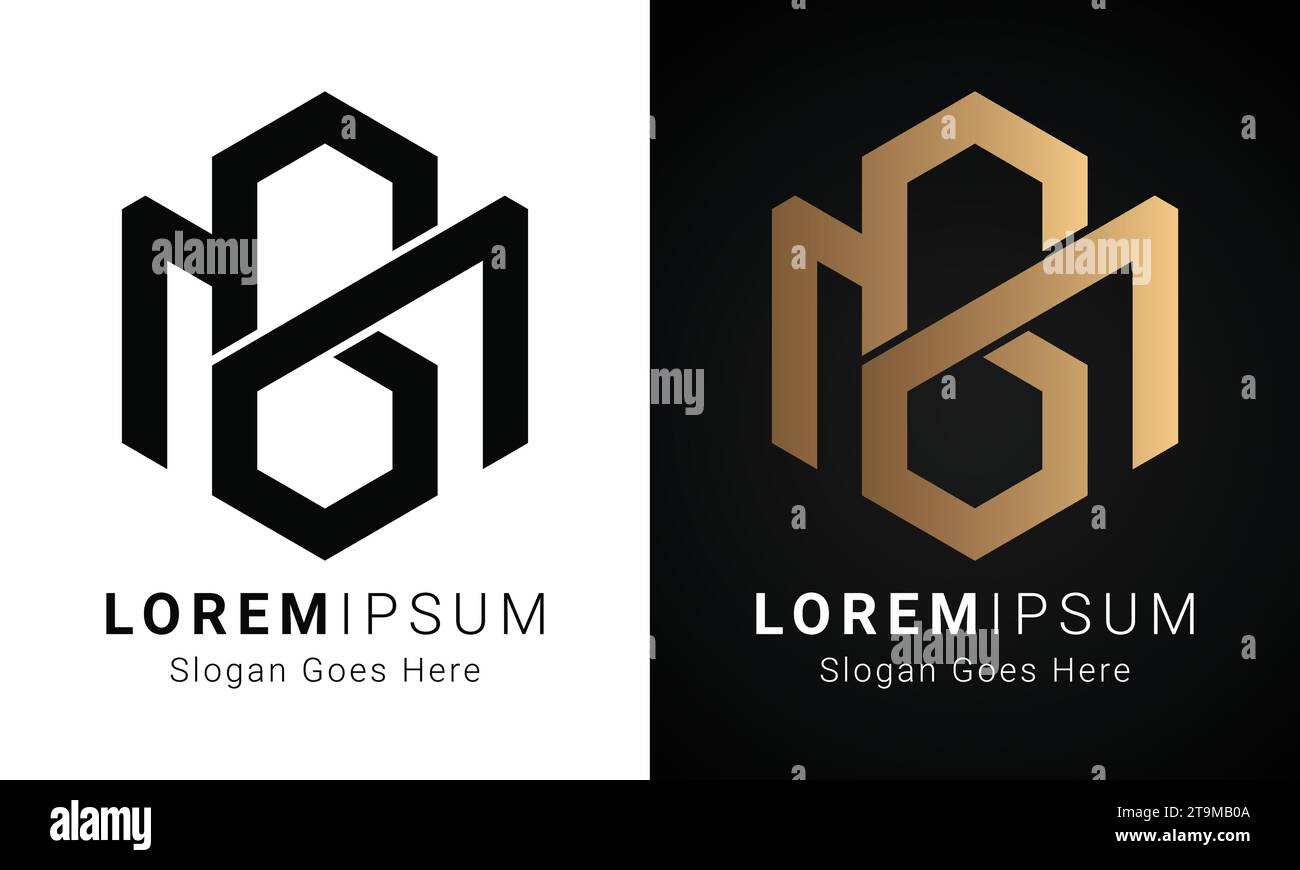 Design logo monogramma MB o BM iniziale Luxury Letter Text Letter Illustrazione Vettoriale