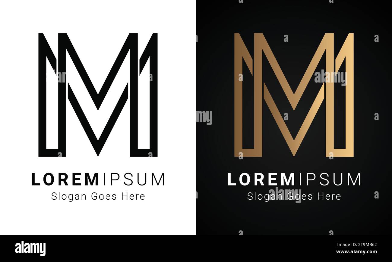 Design con logo monogramma M iniziale Luxury Letter Text Letter Illustrazione Vettoriale