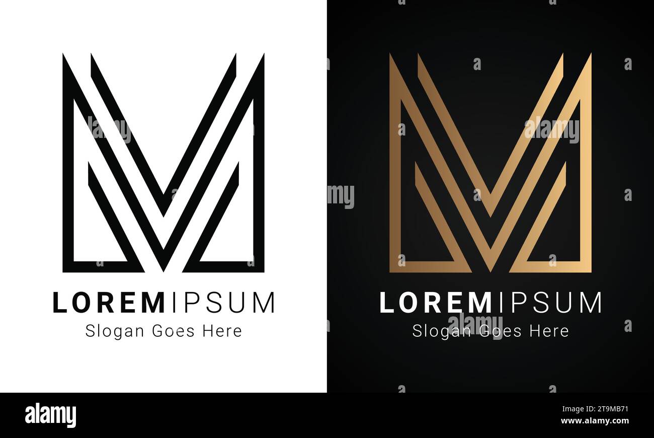 Design con logo monogramma M iniziale Luxury Letter Text Letter Illustrazione Vettoriale