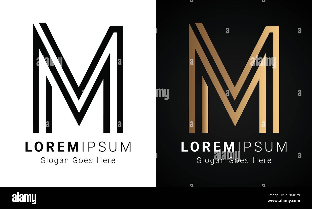 Design con logo monogramma M iniziale Luxury Letter Text Letter Illustrazione Vettoriale