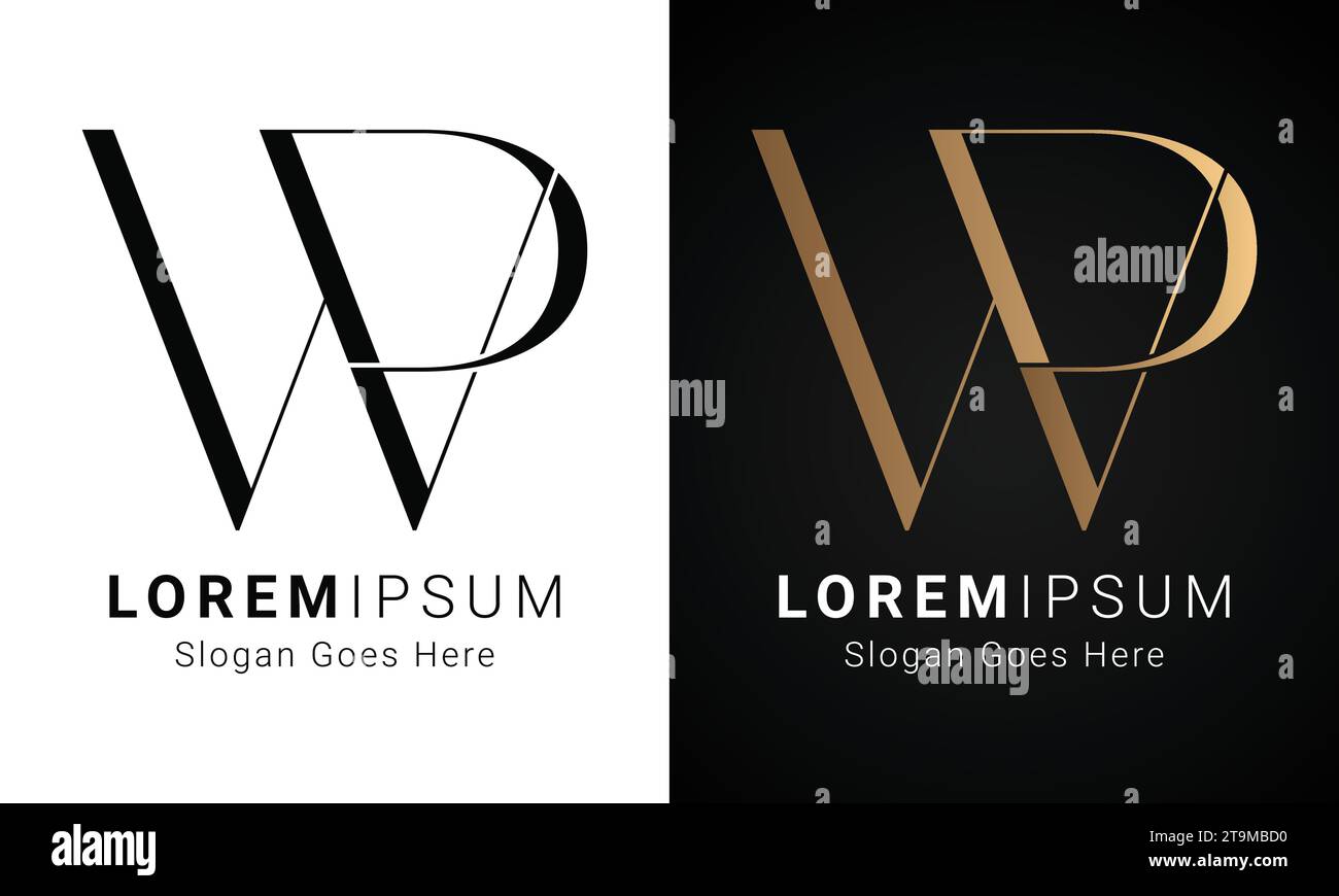 Design con logo lettera testo monogramma WP o PW iniziale Luxury Illustrazione Vettoriale