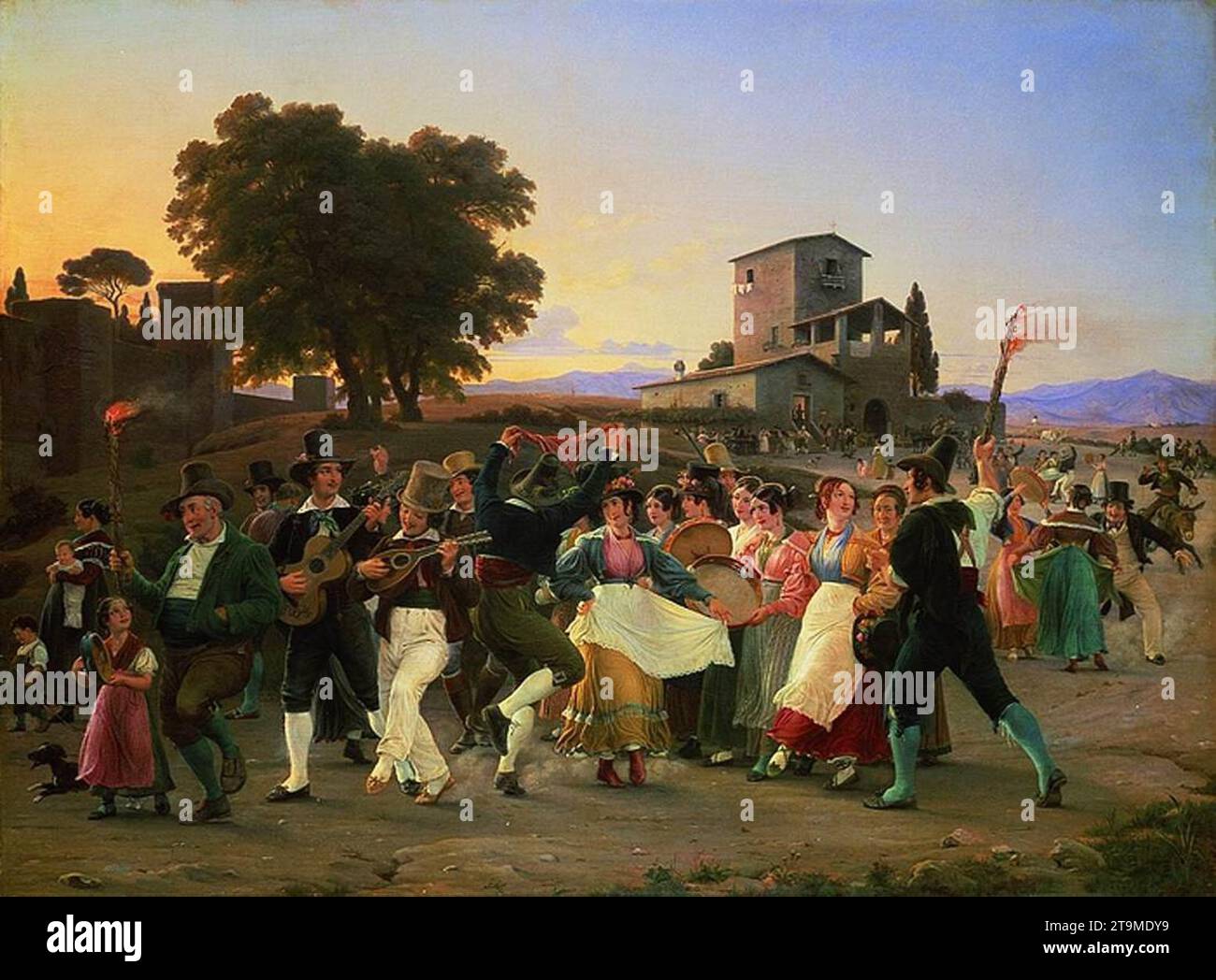 Divertimento fuori le Mura di Roma in una serata di ottobre 1839 di Wilhelm Nicolai Marstrand Foto Stock