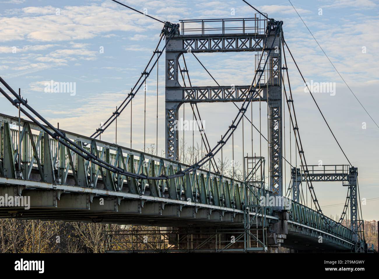 Ponte sospeso di Lamagistère, Tarn-et-Garonne, Francia Foto Stock