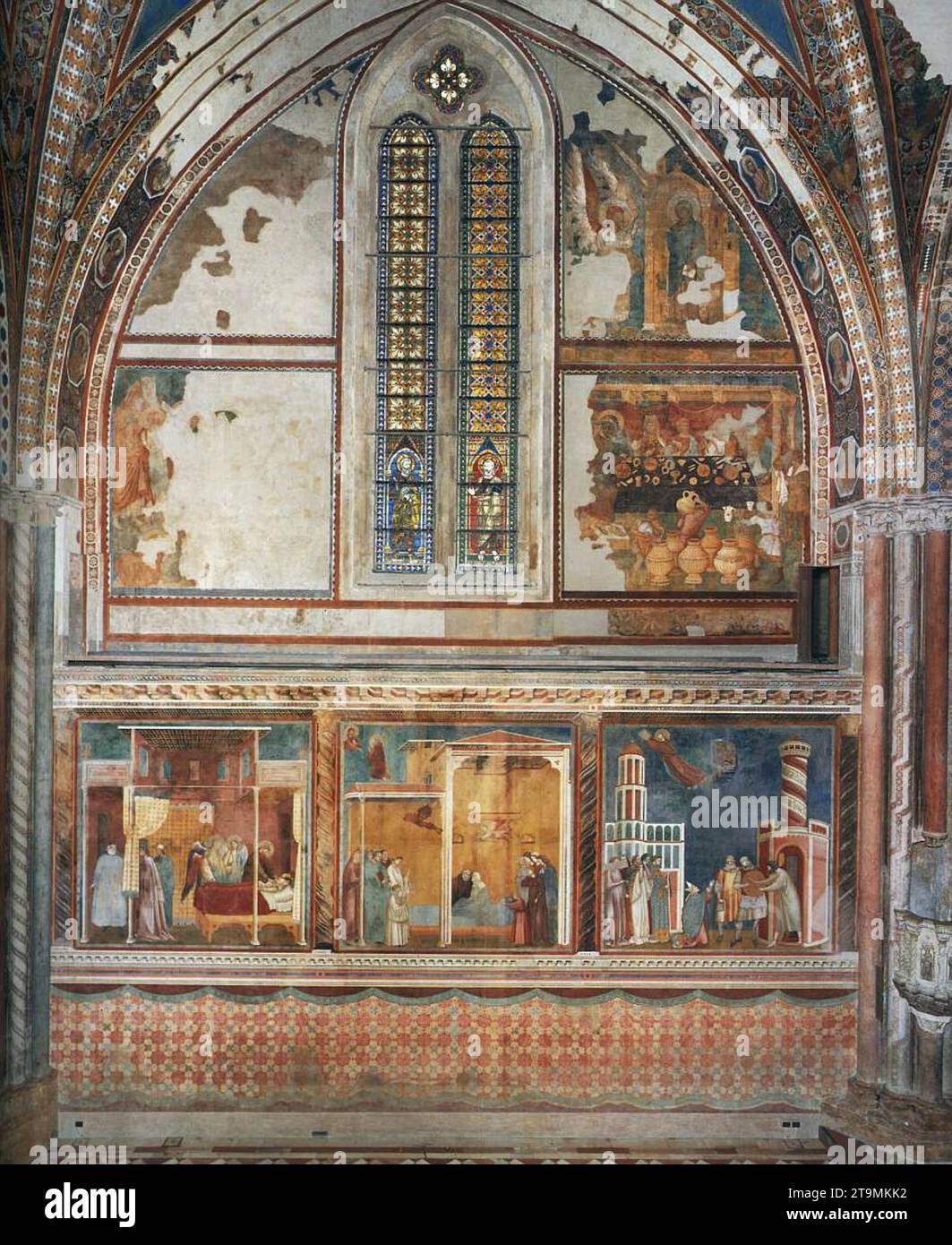 Leggenda di San Francesco: Scene n. 26-28 c. 1300 del Maestro di Santa Cecilia Foto Stock