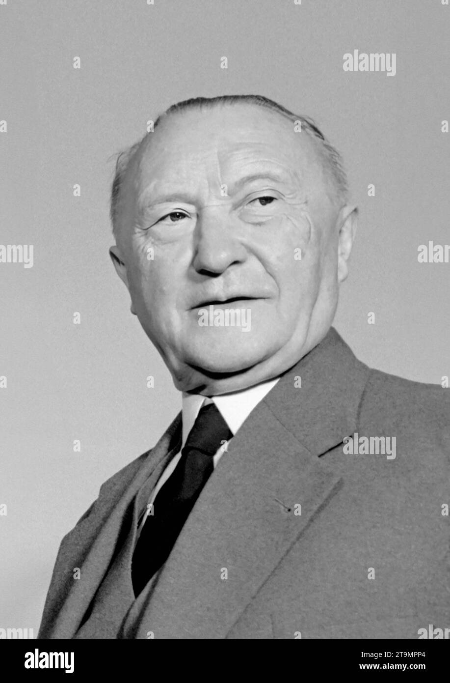 Konrad Adenauer. Ritratto del primo Cancelliere del Rebuliquo federale di Germania, Konrad Hermann Joseph Adenauer (1876-1967) alla Casa Bianca nel 1959 Foto Stock
