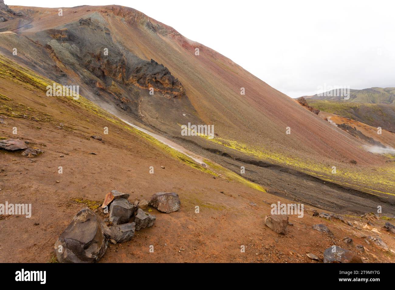 Area Landmannalaugar paesaggio, Fjallabak Riserva Naturale, Islanda. Montagne colorate Foto Stock