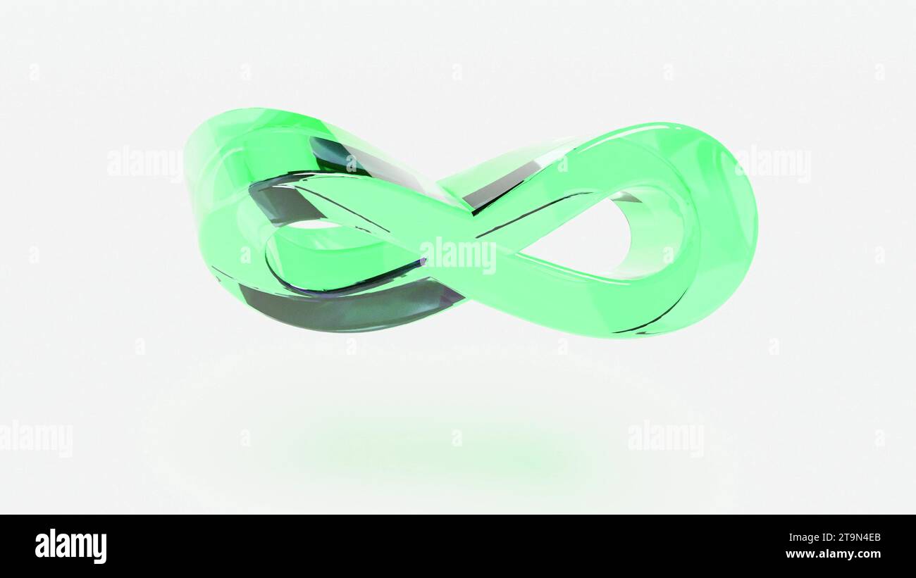 Rappresentazione 3d con segno infinito in vetro colorato Foto Stock