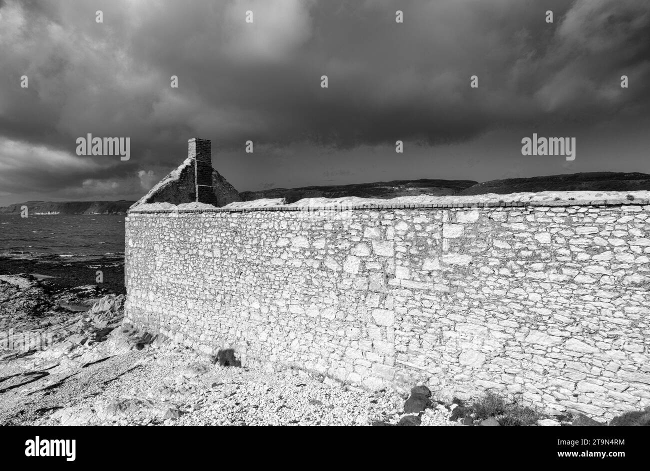Old Kelp House, Church Bay, Rathlin Island, County Antrim, Irlanda del Nord, Regno Unito Foto Stock