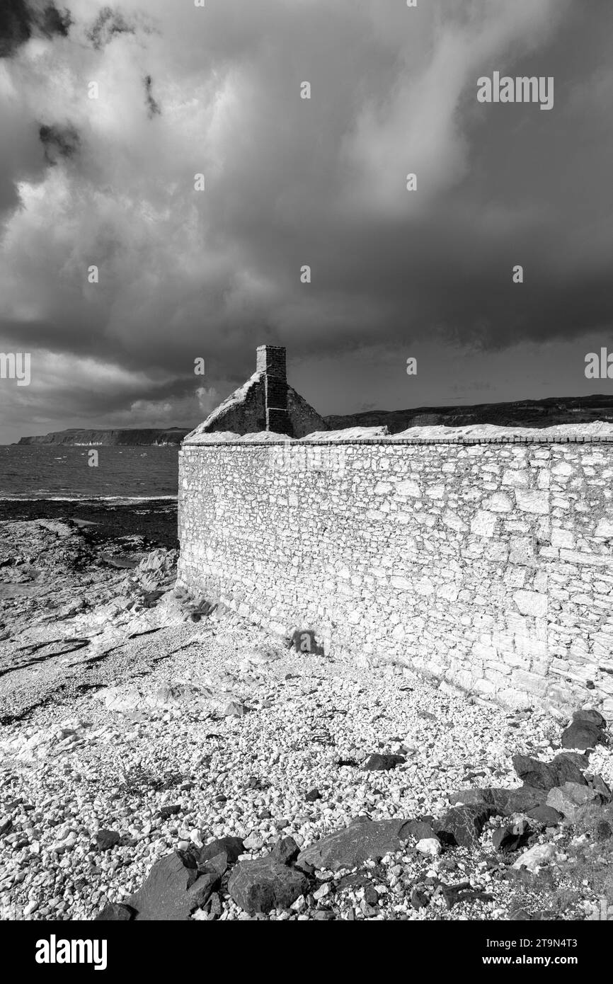 Old Kelp House, Church Bay, Rathlin Island, County Antrim, Irlanda del Nord, Regno Unito Foto Stock